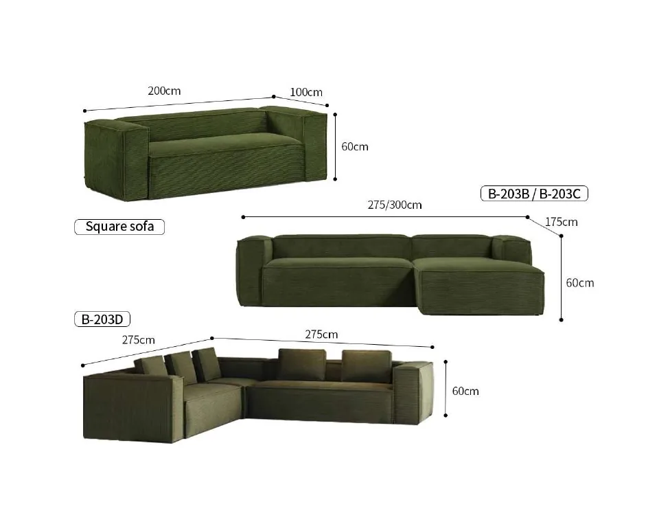 B-203 modular sofas reference configurations