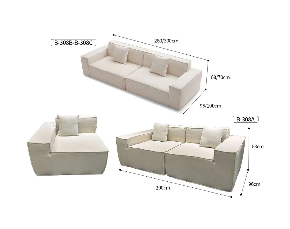 B-308 contemporary sofas reference configurations